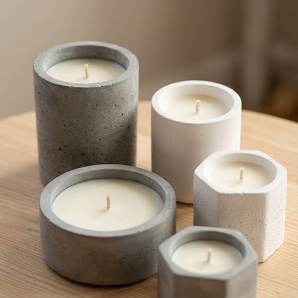 Velas en envases de cemento
